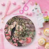 Pacock roze Borden voor weddenschappen met Frans k Papieren Bordje (Feest)