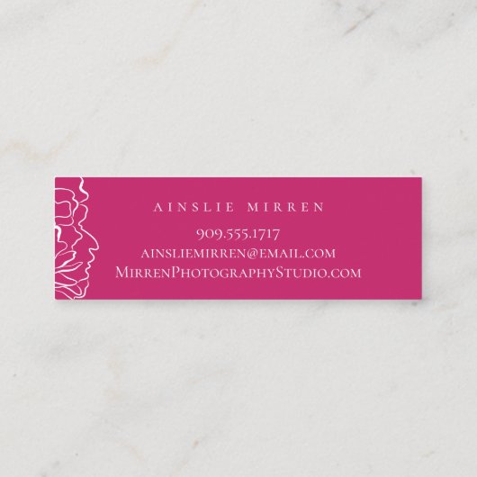 Pacock roze simpal Floral Mini Visitekaartje (Achterkant)