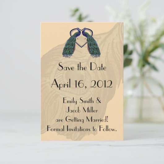  pacock Save the Date Invitations (Staand voorkant)