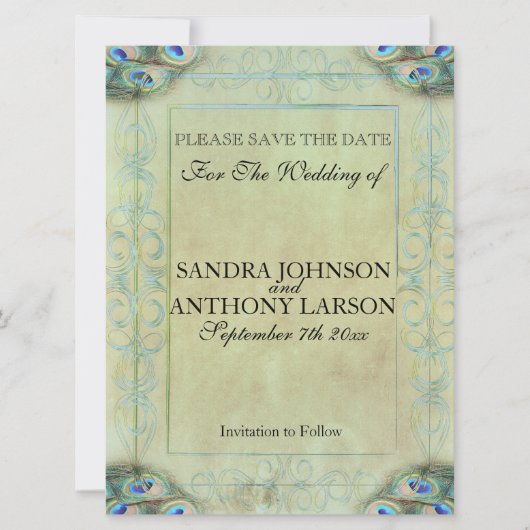  pacock sparen de datum save the date (Voorkant)