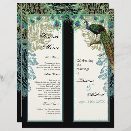  pacock, veren, 2 omhoog, menublad (Voorkant / Achterkant)