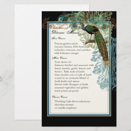  pacock, veren, menublad (Voorkant / Achterkant)