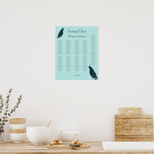  pacocks Aqua-zitplaats Poster (Keuken)