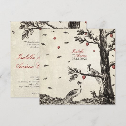 pacocks in de liefde - bruiloft kaart (Voorkant / Achterkant)