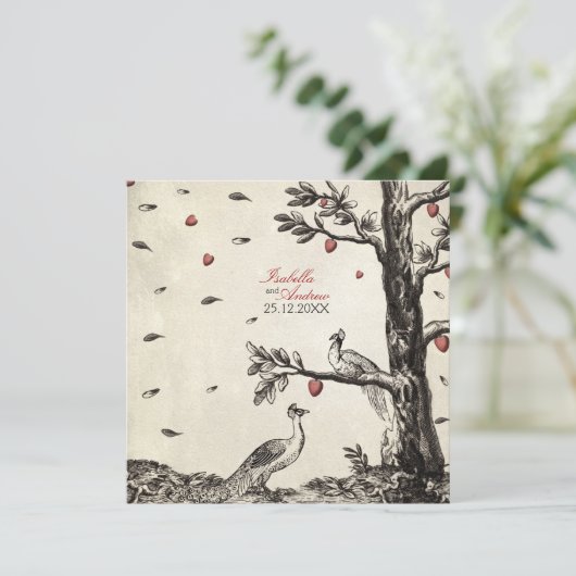  pacocks in de liefde - bruiloft kaart (Staand voorkant)