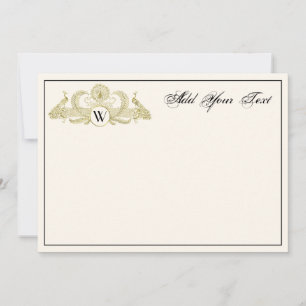  pacocks Monogram Faux Gold Ivory BG