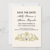 pacocks Monogram Faux Gold Ivory BG Kaart (Voorkant)