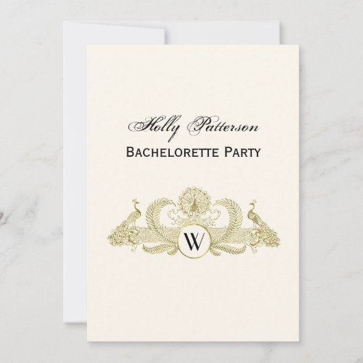 pacocks Monogram Faux Gold Ivory BG Kaart (Voorkant)