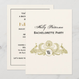  pacocks Monogram Faux Gold Ivory BG Kaart