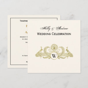  pacocks Monogram Faux Gold Ivory BG Kaart