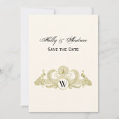  pacocks Monogram Faux Gold Ivory BG Kaart (Voorkant)