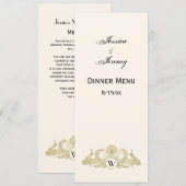  pacocks Monogram Faux Gold Ivory BG Kaart (Voorkant / Achterkant)