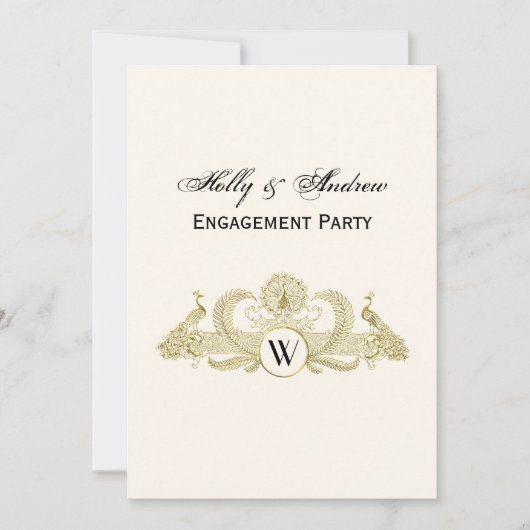 pacocks Monogram Faux Gold Ivory BG Kaart (Voorkant)