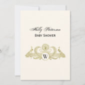 pacocks Monogram Faux Gold Ivory BG Kaart (Voorkant)