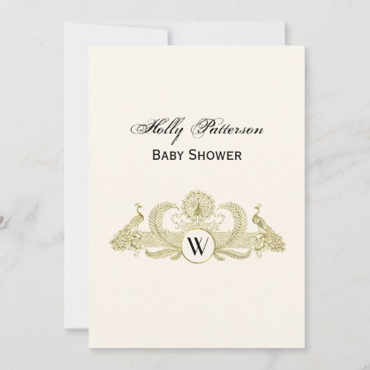 pacocks Monogram Faux Gold Ivory BG Kaart (Voorkant)