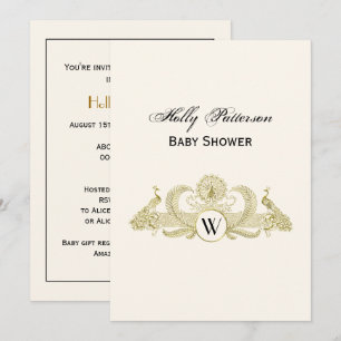  pacocks Monogram Faux Gold Ivory BG Kaart