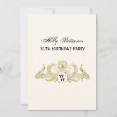  pacocks Monogram Faux Gold Ivory BG Kaart (Voorkant)