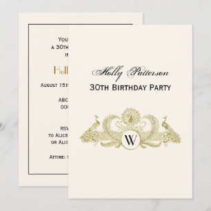  pacocks Monogram Faux Gold Ivory BG Kaart
