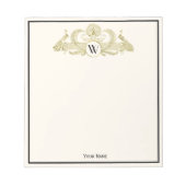  pacocks Monogram Faux Gold Ivory BG Notitieblok (Voorkant)
