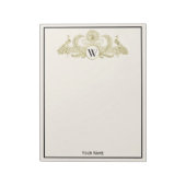 pacocks Monogram Faux Gold Ivory BG Notitieblok (Linkerzijde)