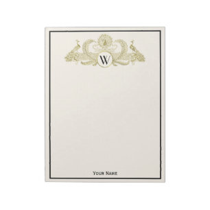 pacocks Monogram Faux Gold Ivory BG Notitieblok