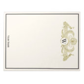 pacocks Monogram Faux Gold Ivory BG Notitieblok (Voorkant)