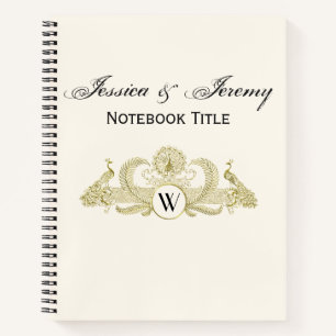  pacocks Monogram Faux Gold Ivory BG Notitieboek