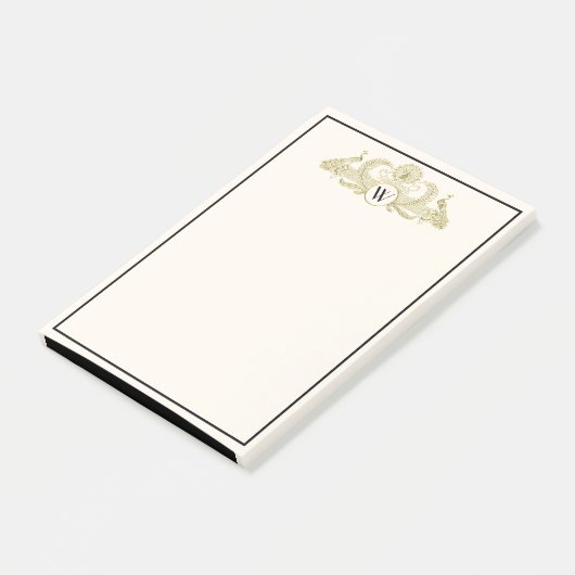  pacocks Monogram Faux Gold Ivory BG Post-it® Notes (Schuin)