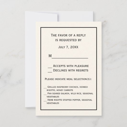 pacocks Monogram Faux Gold Ivory BG RSVP Kaartje (Achterkant)