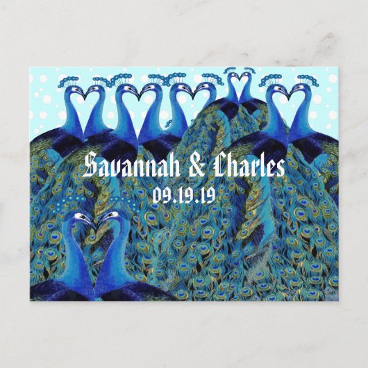  pacocks zogende Huwelijkscadeaus Briefkaart (Voorkant)