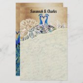  pacocks zogende Huwelijkscadeaus Briefpapier (Voorkant / Achterkant)