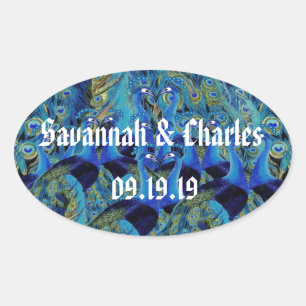  pacocks zogende Huwelijkscadeaus Ovale Sticker