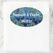  pacocks zogende Huwelijkscadeaus Ovale Sticker (Tas)