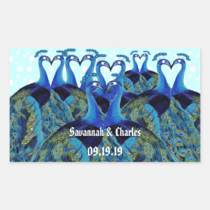  pacocks zogende Huwelijkscadeaus Rechthoekige Sticker