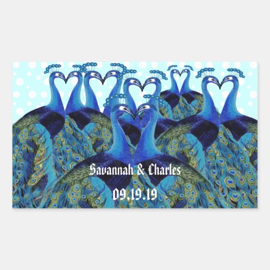 pacocks zogende Huwelijkscadeaus Rechthoekige Sticker (Voorkant)