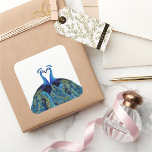 pacocks zogende Huwelijkscadeaus Vierkante Sticker