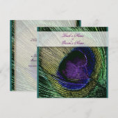 Pacockthema bruiloft aangepast kaart (Voorkant / Achterkant)