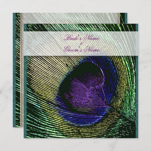 Pacockthema bruiloft aangepast kaart (Voorkant / Achterkant)
