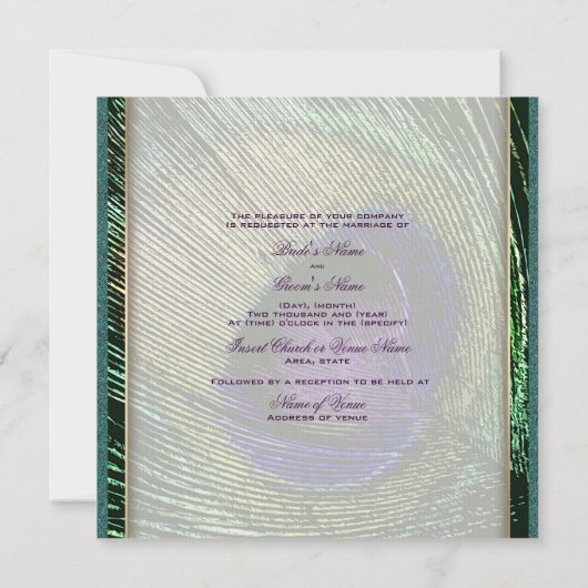 Pacockthema bruiloft aangepast kaart (Achterkant)