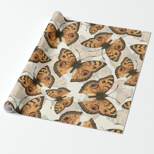 Pacocus-patroon met pansy vlinder cadeaupapier (Uitgerold)