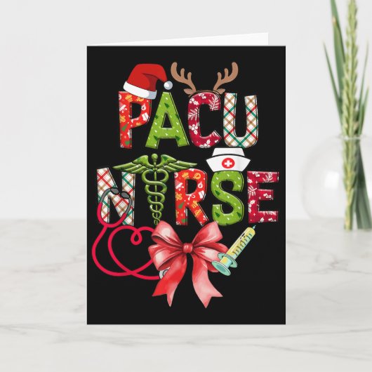 Pacu Nurse Christmas Cute Coquette Christmas Bow X Kaart (Voorkant)