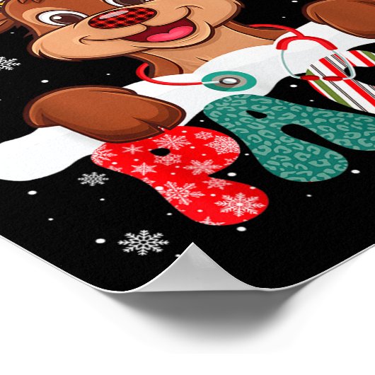 Pacu Nurse Reindeer Nurse Hat Christmas Light Wome Poster (Hoek)