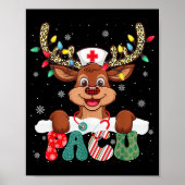 Pacu Nurse Reindeer Nurse Hat Christmas Light Wome Poster (Voorkant)