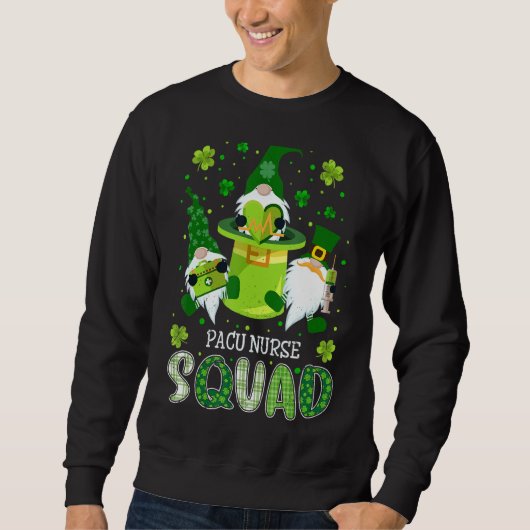 Pacu Nurse Squad Nursing St Patrick Day Gnomes Iri Trui (Voorkant)