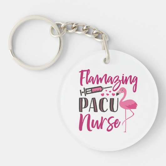 PACU Verpleegkundige Flamingo Nurse Week Appreciat Sleutelhanger (Voorkant)