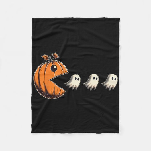 Pacween Grappige Halloween Pompoen Geest Kauw Game Fleece Deken (Voorkant)