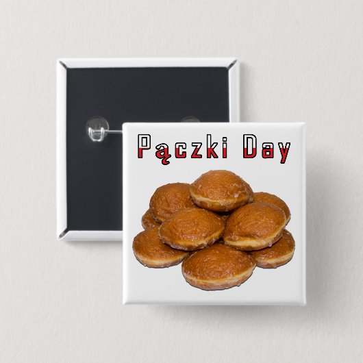 Paczki Day Vierkante Button 5,1 Cm (Voorkant /achterkant)