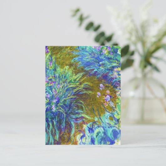 Pad door de Irises Claude Monet Briefkaart (Staand voorkant)