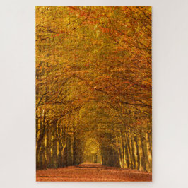Pad door een herfstbos legpuzzel