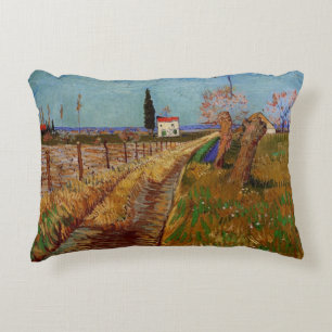 Pad door een veld, wilgen van Vincent van Gogh Decoratief Kussen